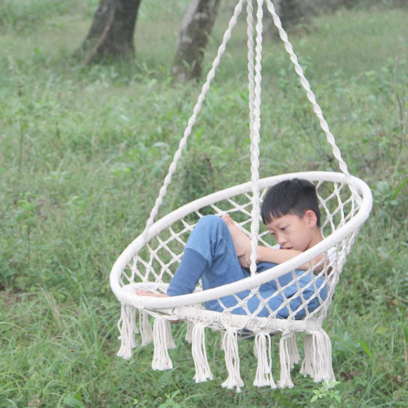 Nordic Style Round Hammock Outdoor Indoor Dormitory Bedroom Hanging Chair For Child Adult Swinging Single Safety Hammock - Nioor