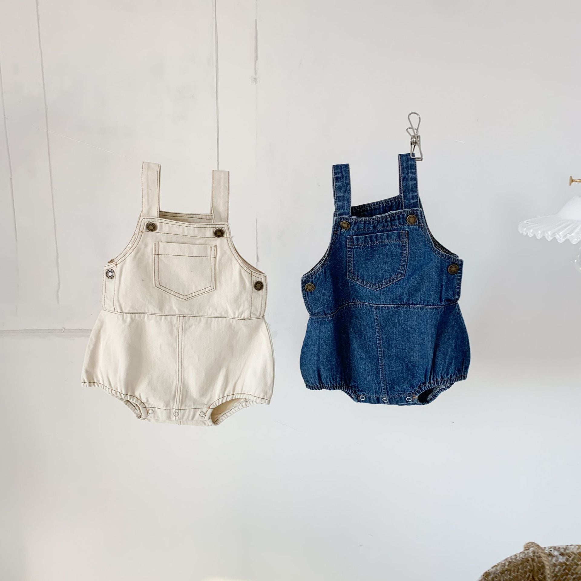 Baby Cotton Material Denim Triangle Jumpsuit