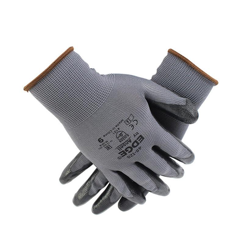 Gray Black Polyester Nitrile Palm Coated Labor Gloves Fine Operation - Nioor