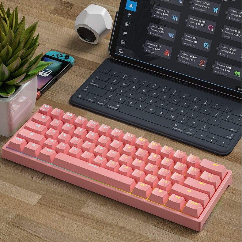 61-key Pluggable Mechanical Keyboard RGB Light Effect Computer Keyboard - Nioor