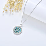 Celtic Necklace 925 Sterling Silver with Genuine Turquoise Trinity Knot Pendant Good Luck Irish Jewelry Gifts for Women - Nioor