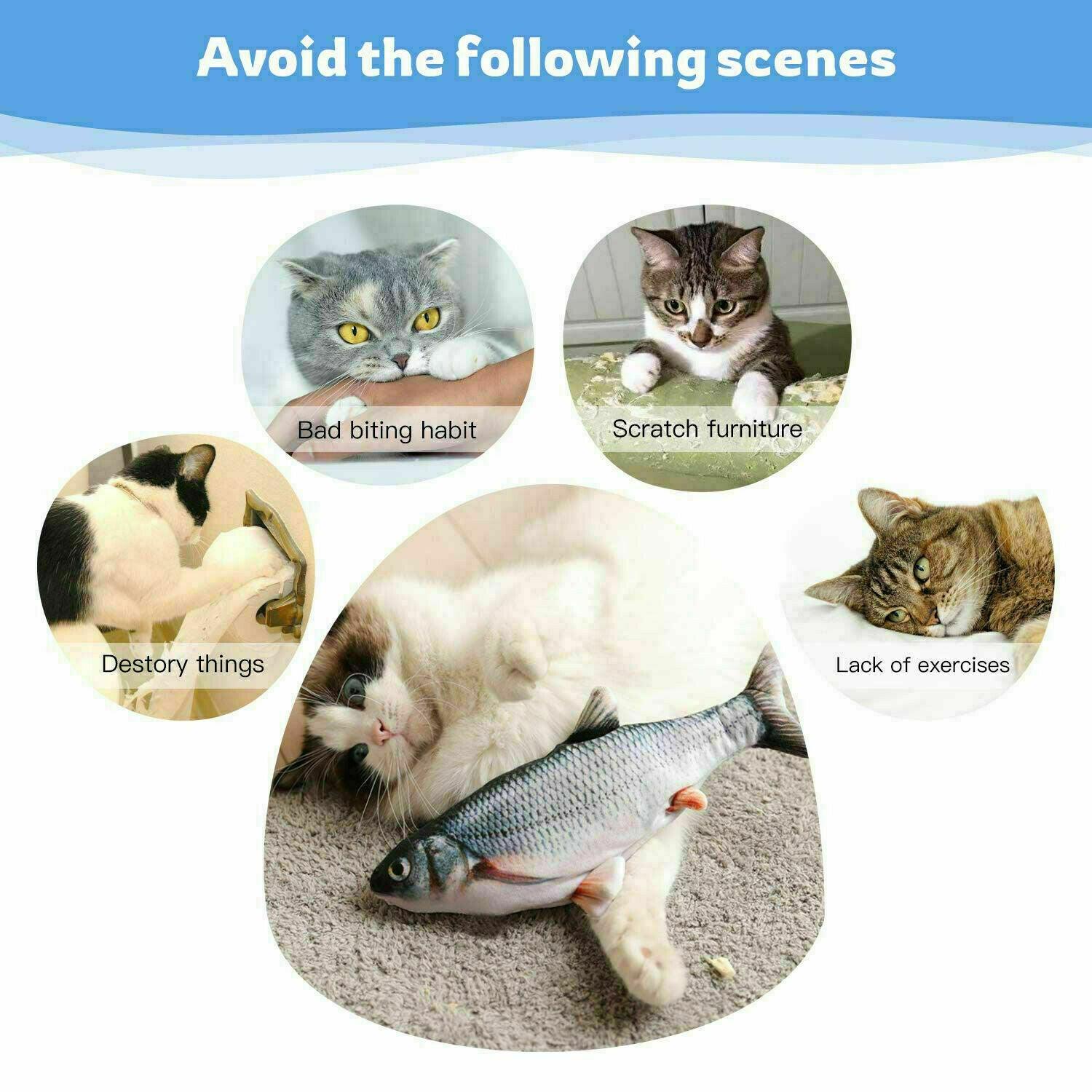 Electric Fish Cat Toy Realistic Interactive Kicker Jumping Dancing Kitten Toys - Nioor