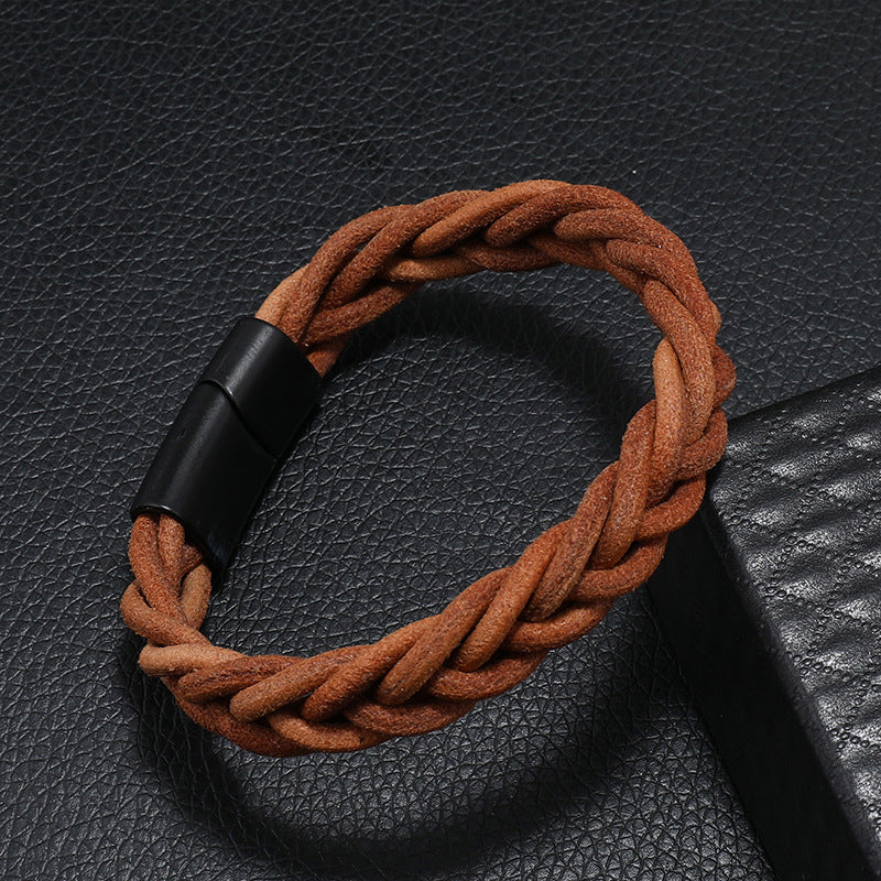 Simple Fashion Leather Cord Bracelet Men's Alloy