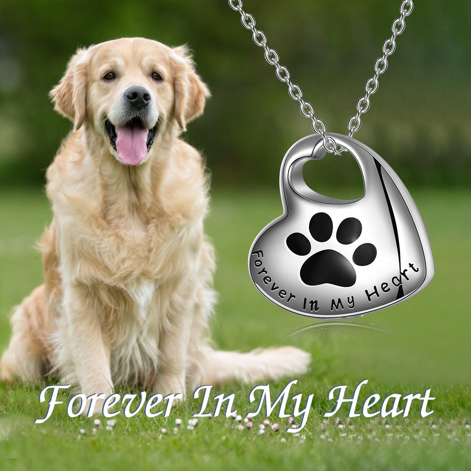 Sterling Silver Pet Paw Urn Necklace for Ashes Cremation Jewelry - Nioor