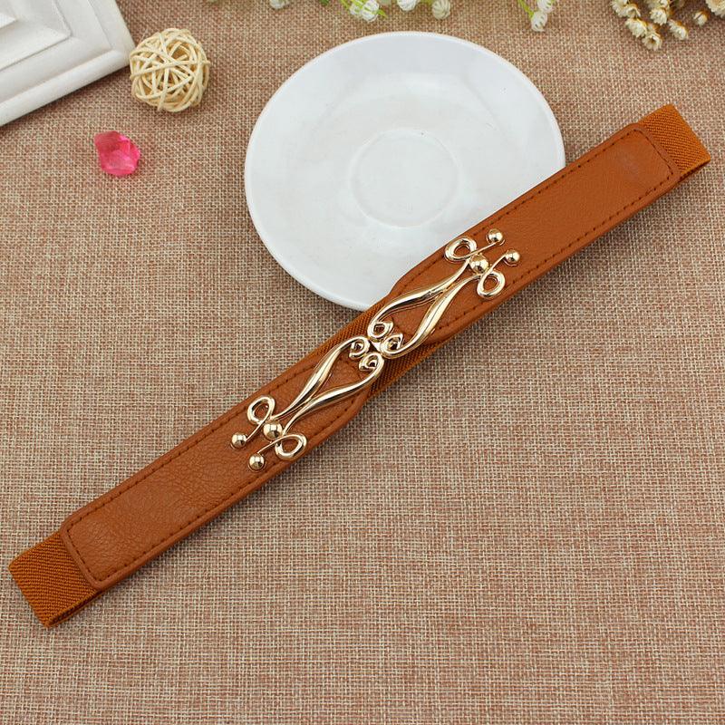 Spring And Summer Women's Thin Dress A Pair Of Buckles Elastic Waist Seal - Nioor