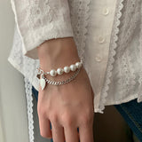 Retro Love Letter Bracelet Double-layer Pearl Bracelet