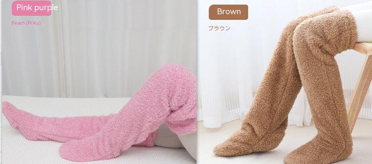 Over Knee High Fuzzy Long Socks Winter Warm Cold Leg Knee Joint Cold-proof Stockings Home Floor Sleeping Socks - Nioor