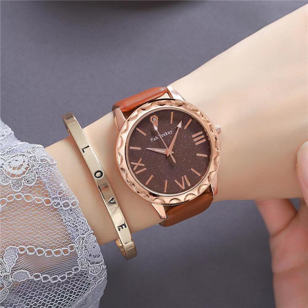 Glitter Face Simple Fashion All-match Belt Women's Watch Gift Box Suit Quartz Wrist Watch - Nioor