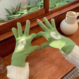 Candy Color Letter C Thick Cute Wool Knitted Warm Gloves - Nioor