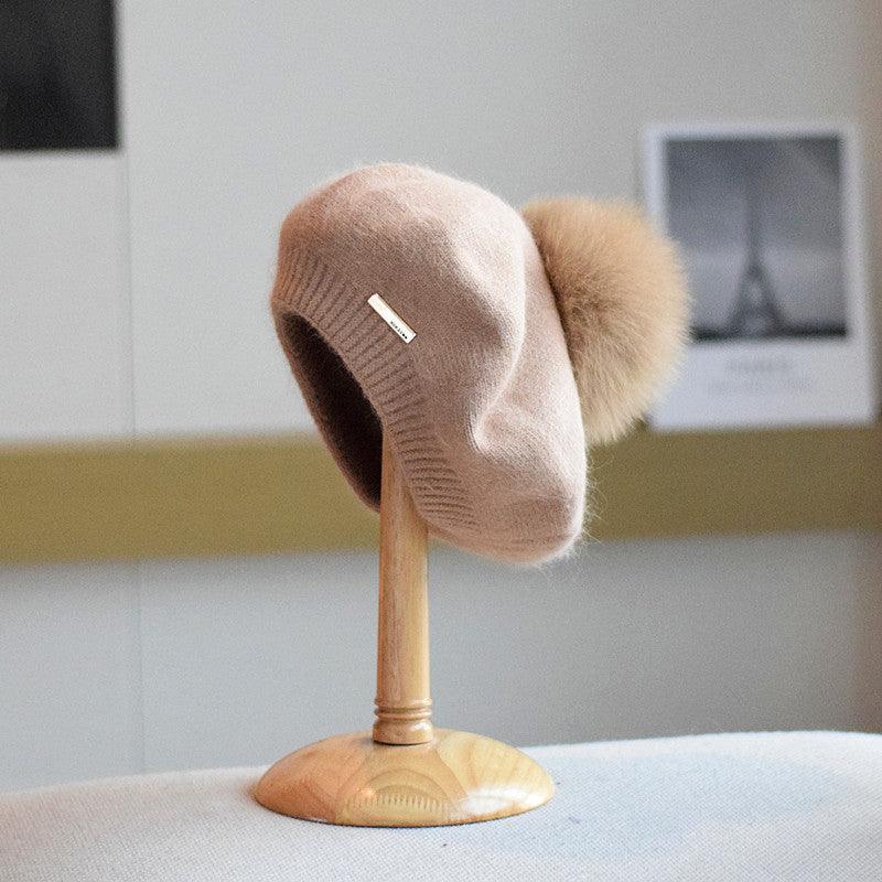 Japanese Style Angola Rabbit Fur Hat Women - Nioor