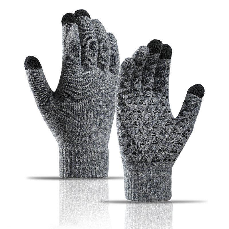 Winter Knitted Gloves For Men And Women Warm Cycling Anti-Cold Anti-Slip Triangular Offset Warm Gloves - Nioor