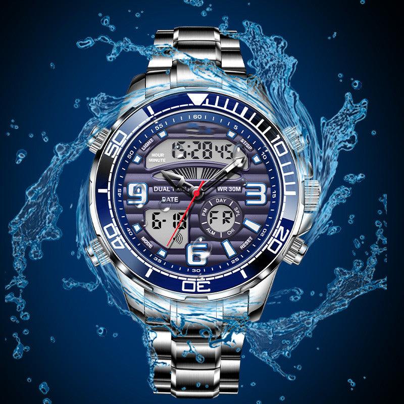 Men's Multifunctional Dual Display Electronic Quartz Watch - Nioor