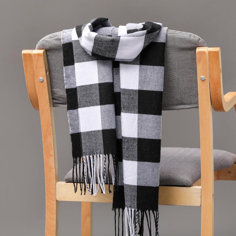 British Plaid Imitation Cashmere Tassels Couple Parent-child Men's Scarf - Nioor