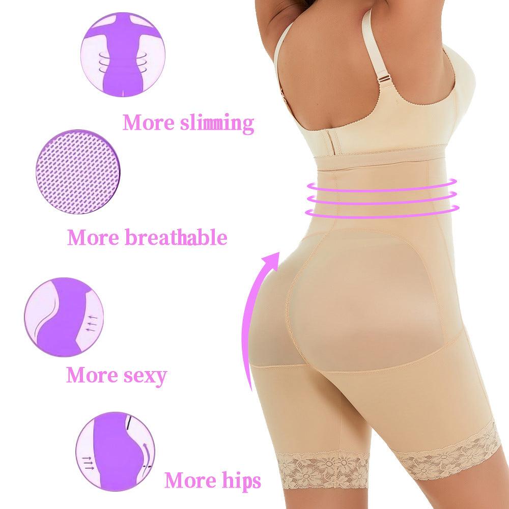 Breasted High Waist Breathable Lace Edge Butt-lift Underwear - Nioor