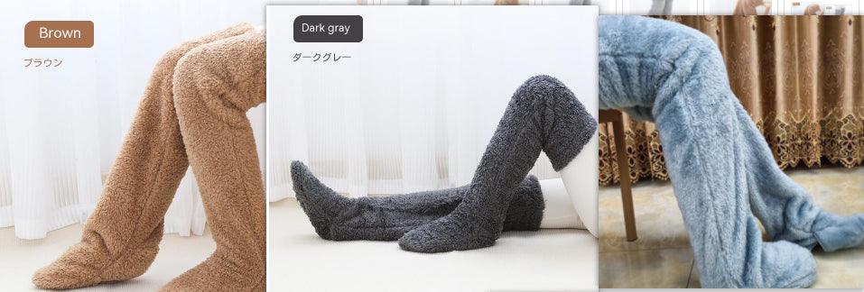 Over Knee High Fuzzy Long Socks Winter Warm Cold Leg Knee Joint Cold-proof Stockings Home Floor Sleeping Socks - Nioor