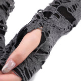 Halloween Black Grey Punk Style Cos Costume Props Finger Gloves - Nioor