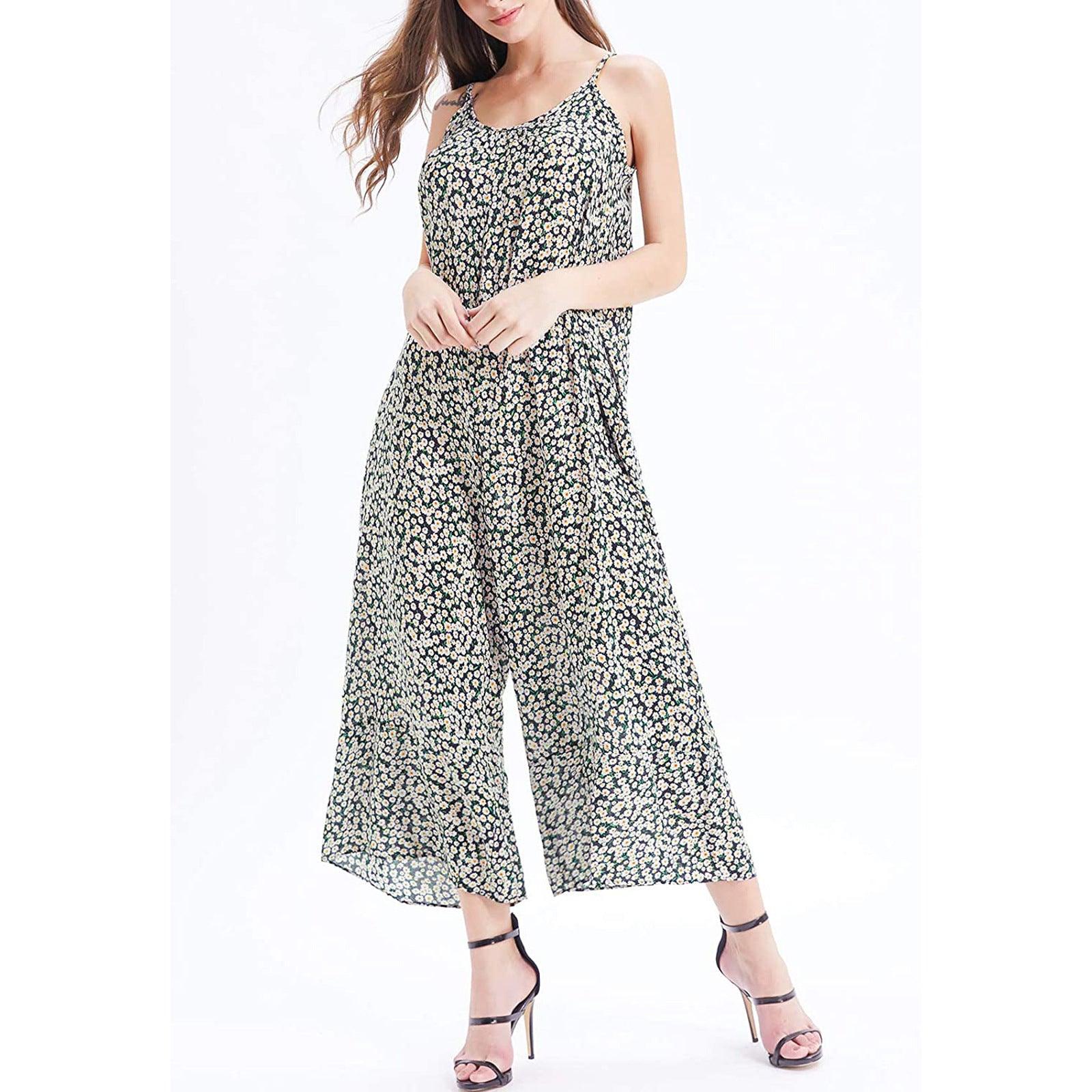 Fashion Sling Pocket Casual Wide Jumpsuit - Nioor