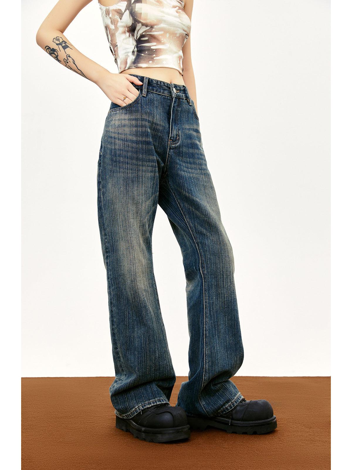 Washed Old Bamboo Joint Casual Denim Trousers - Nioor