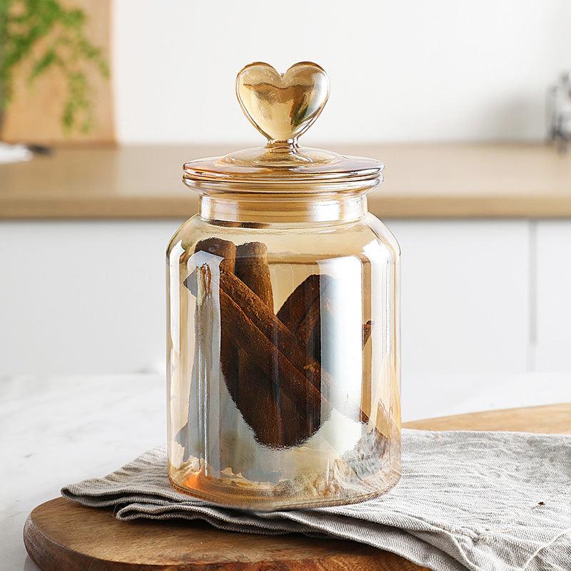 Stained Glass Sealed Jar Love Glass Bottle Household Transparent With Lid Kitchen Food Storage Jar Kimchi Jar - Nioor