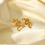 18K Gold Plated Stainless Steel Snake Stud Earrings For Women - Nioor