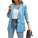 Long Sleeve Button Pu Cardigan Coat For Women - Nioor