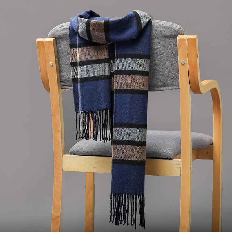 British Plaid Imitation Cashmere Tassels Couple Parent-child Men's Scarf - Nioor