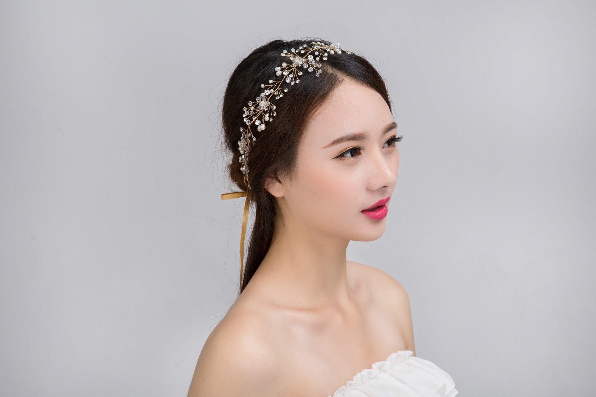 Pure Handmade Gold And Silver Crystal Bridal Hair Accessories - Nioor