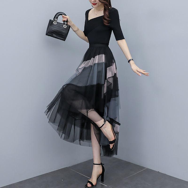 New Women's Summer Adult Lady Like Woman Western Style Youthful-looking Lightly Mature Fashion Tulle Skirt - Nioor