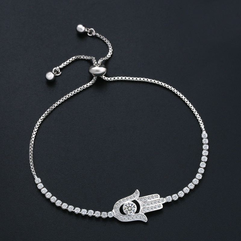 Minimalist Fatima Hand Set Zircon Bracelet