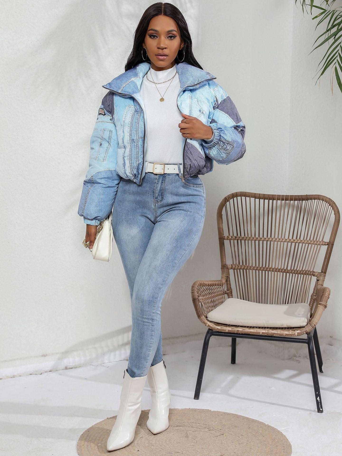 Jacket Denim Printing Cotton Coat Jacket - Nioor