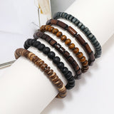 Simple Men's Multi-layer Wooden Bead Beaded Bracelet Suit