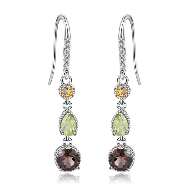 Fashionable Elegant Natural Gemstone Earrings S925 Silver - Nioor