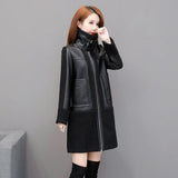 Ladies Leather Thickened Fur Coat Lapel - Nioor