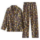 Pure Cotton Double-layer Sheer Men's Long Sleeved Jacquard Pajama Set - Nioor