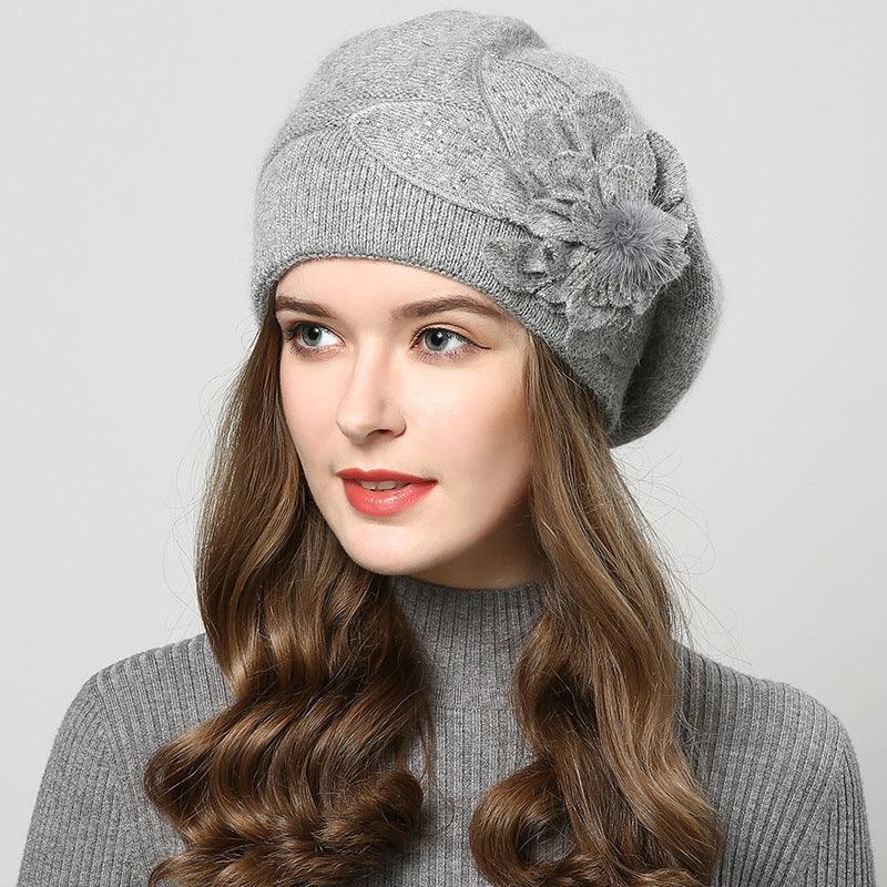 Autumn Winter All-match Rabbit Fur Knitted Woolen Cap Women - Nioor