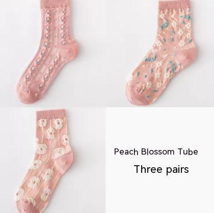 Korean Version Flower Three-dimensional Spring And Autumn Long Socks - Nioor