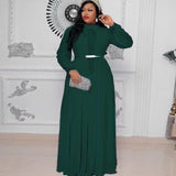 African Plus Size Long Sleeve Big Hem Chiffon Dress - Nioor