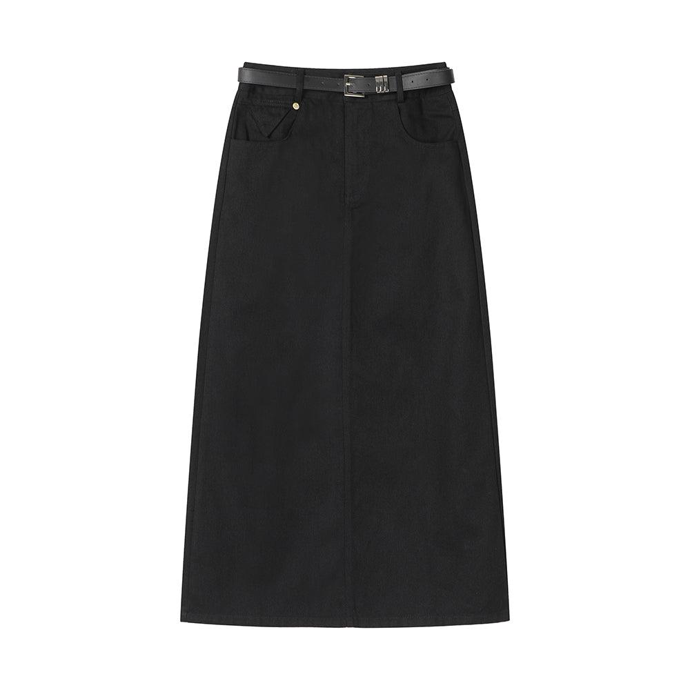 Vintage Denim A-line High Waisted Slim Skirt - Nioor