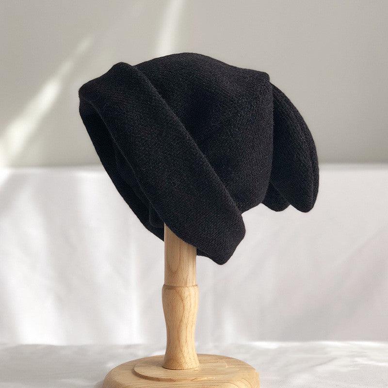 Draping Rabbit Ears Wool Hat - Nioor