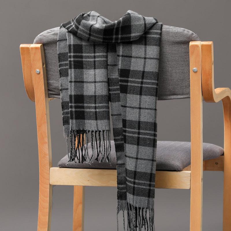 British Plaid Imitation Cashmere Tassels Couple Parent-child Men's Scarf - Nioor