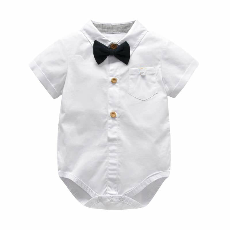 Baby Clothes Suspender Pants Suit Short Sleeve Cotton Gentleman Outwear Trendy