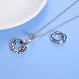 925 Silver Circle Crystal Pendant Necklace for Women Girls - Nioor