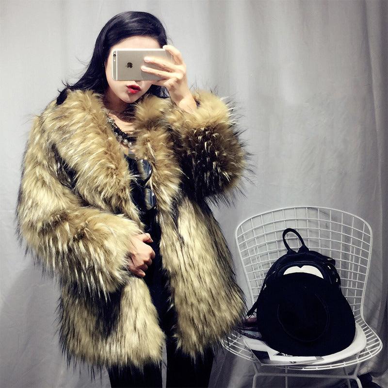 Women's Coat Fox Fur Overcoat Mid-length Korean Style Lapel Winter - Nioor