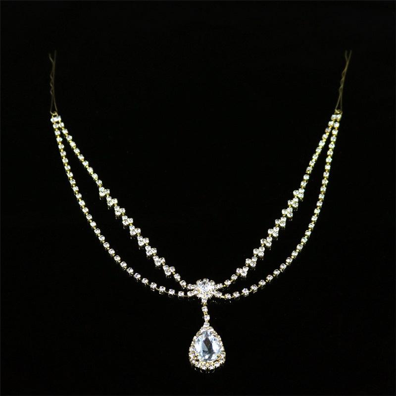 New Rhinestone Headdress Simple Water Drop Forehead Chain Bridal - Nioor