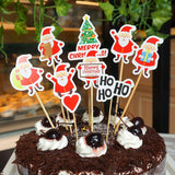 9 Piece Set Of Cartoon Santa Claus Cake Card Decoration - Nioor