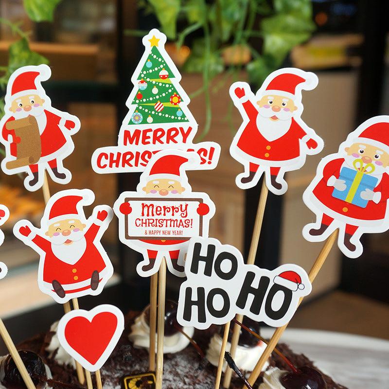 9 Piece Set Of Cartoon Santa Claus Cake Card Decoration - Nioor