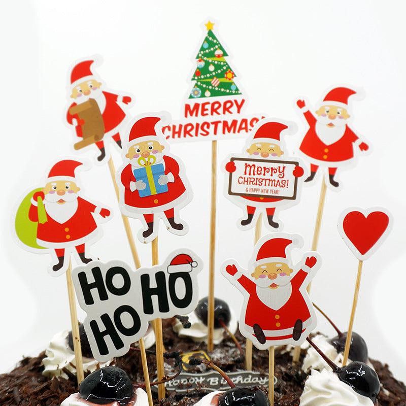 9 Piece Set Of Cartoon Santa Claus Cake Card Decoration - Nioor