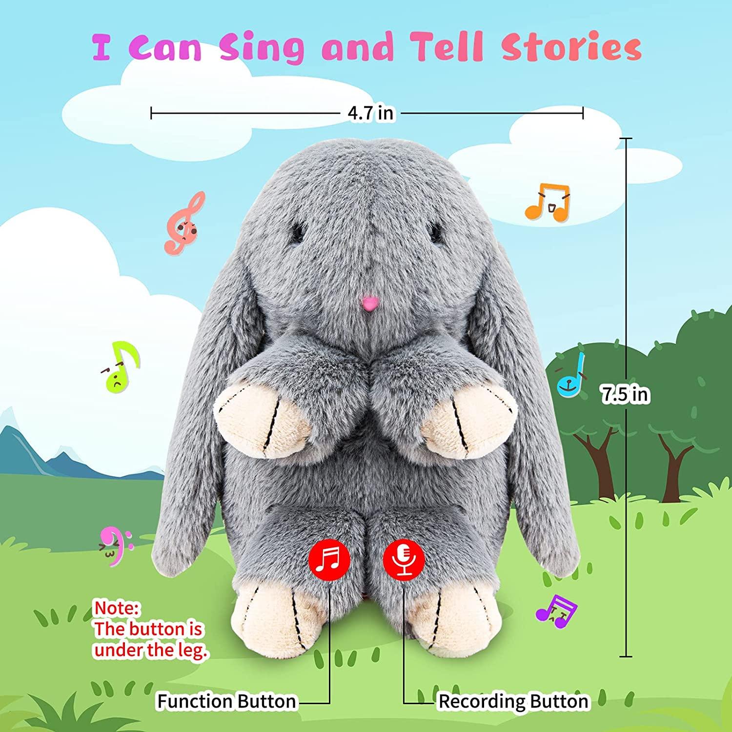 Talking Bunny Toys For Kids, Repeats What You Say, Interactive Stuffed Plush Animal Talking Toy, Singing, Dancing And Shaking For Girls Boys - Nioor