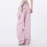 High Street Niche Pleated Three-dimensional Zipper Pocket Loose-fitting Wide-leg Trousers - Nioor