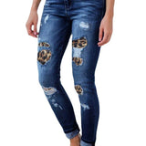 Women's Patch Stretch Skinny Jeans - Nioor